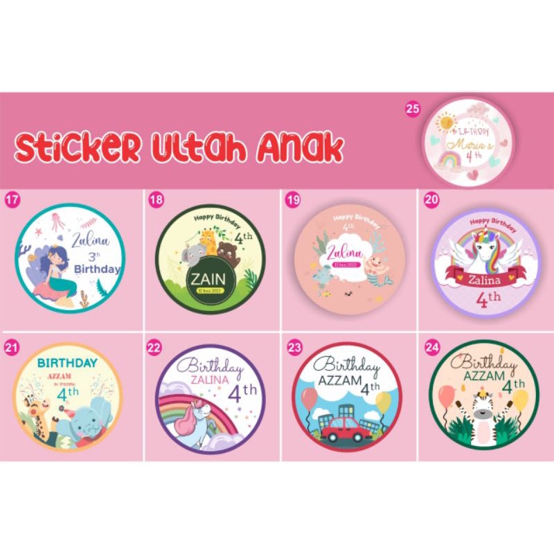 

Sticker Ulang Tahun Anak caracter custom free design