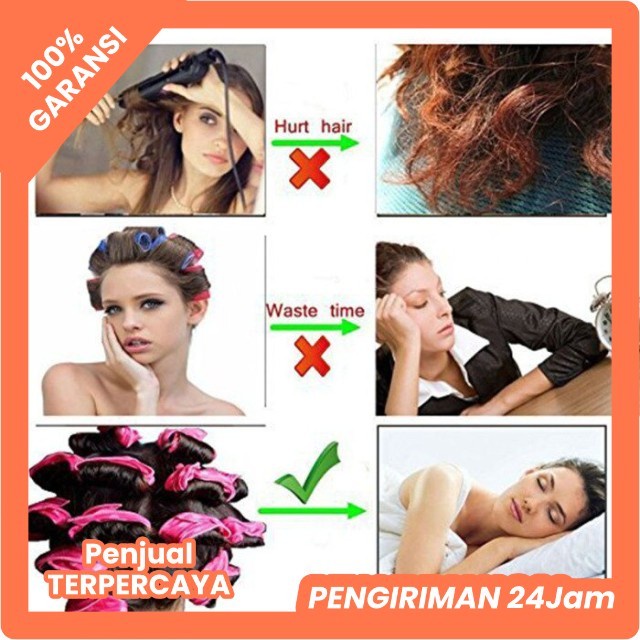 5pc Roll Rambut Cepol Curly Tanpa Panas Hair