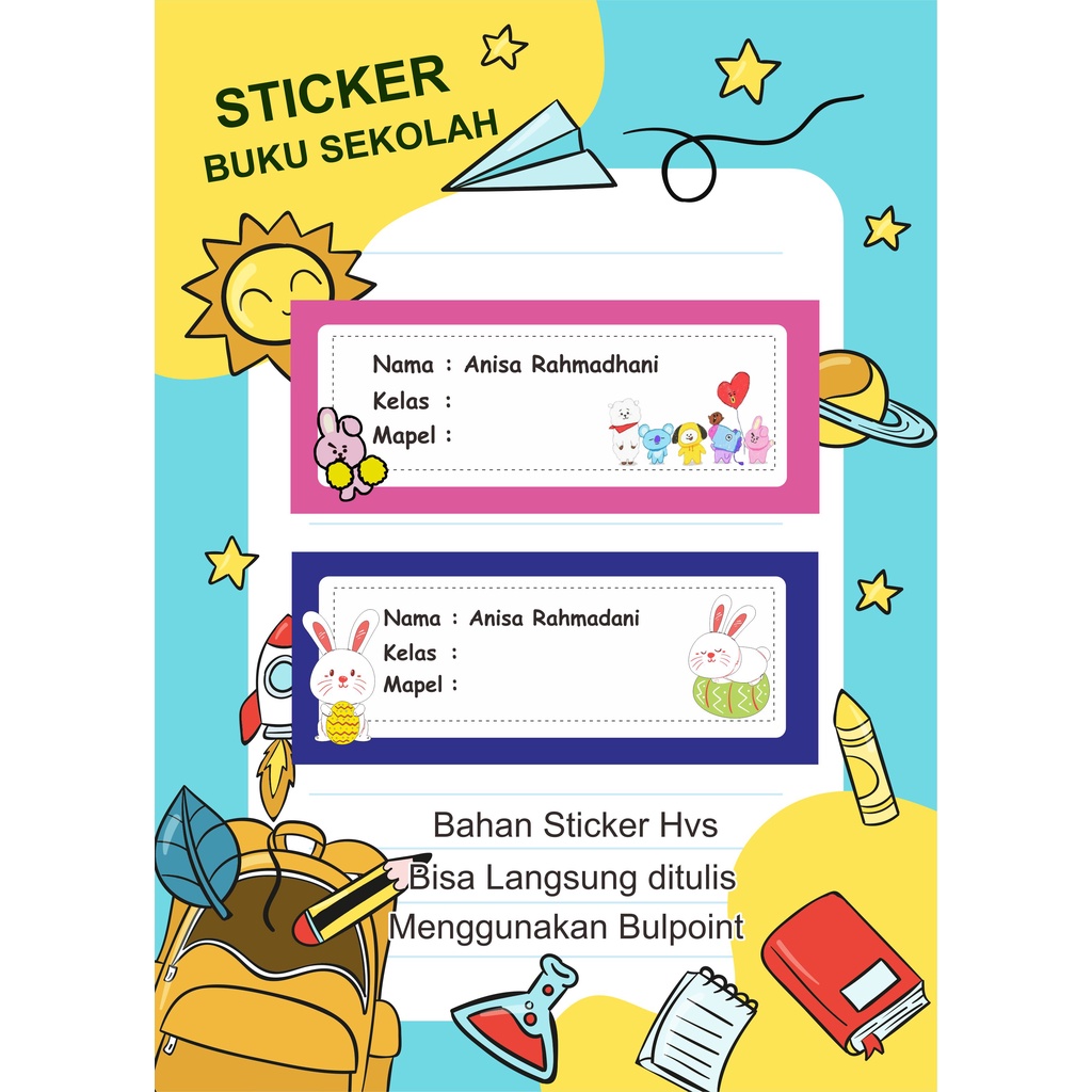 

Sticker Mata Pelajaran Anak Motif Kartun Bisa Cod