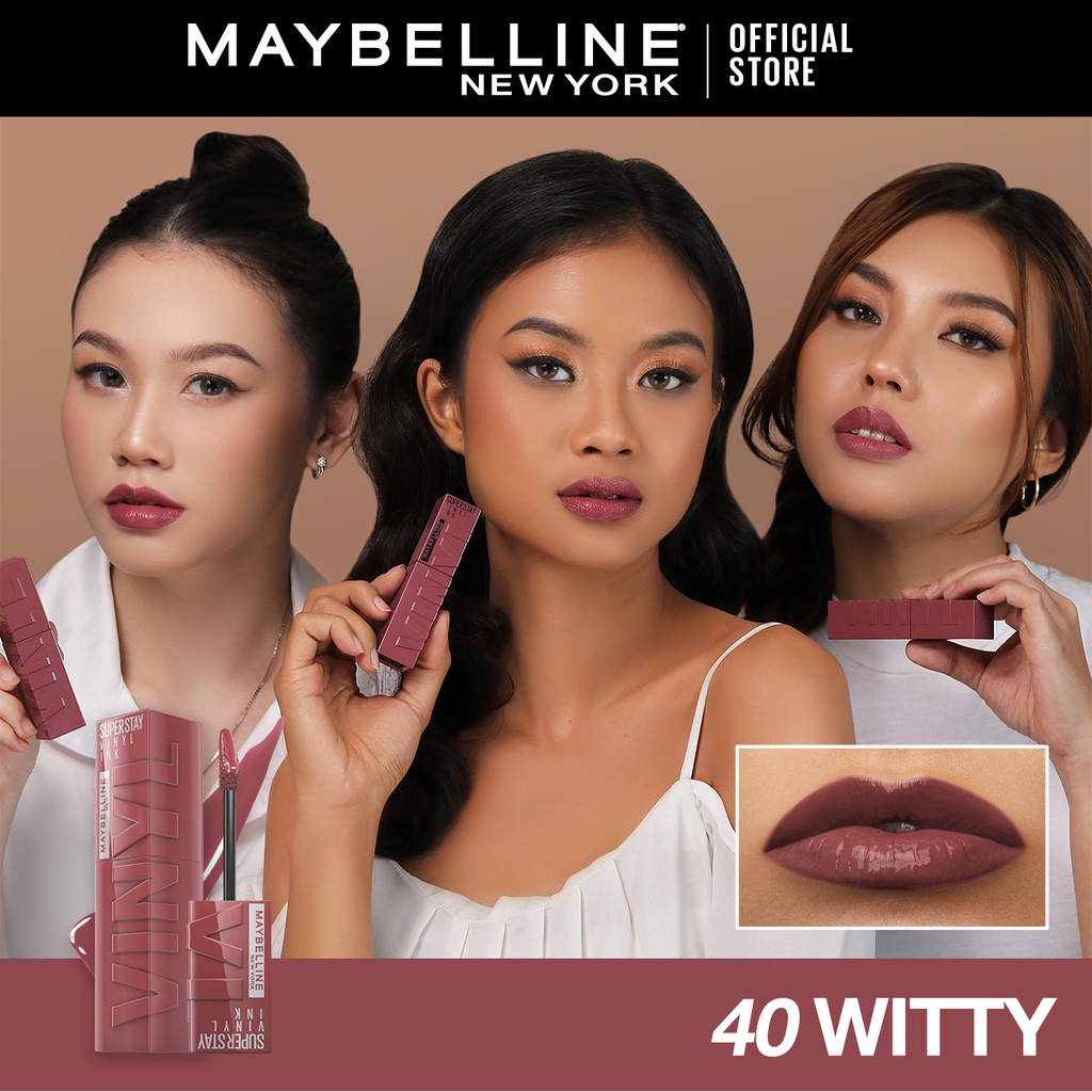 Maybelline Superstay Vinyl Ink 4.2ml - Liquid Lipstik Lipstick Make Up Lipcream Viral Ready Stock-40 Witty