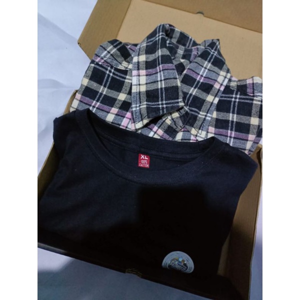 Hampers kemeja flanel,gift box cowok,cewe kado birthday, wedding, anniversary, graduation