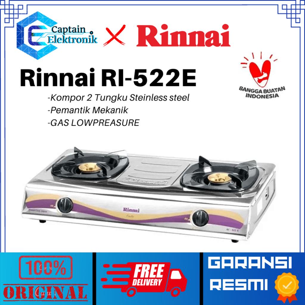 RINNAI Kompor Gas 2 Tungku RI-522 E 522E RI522E RI-522-E