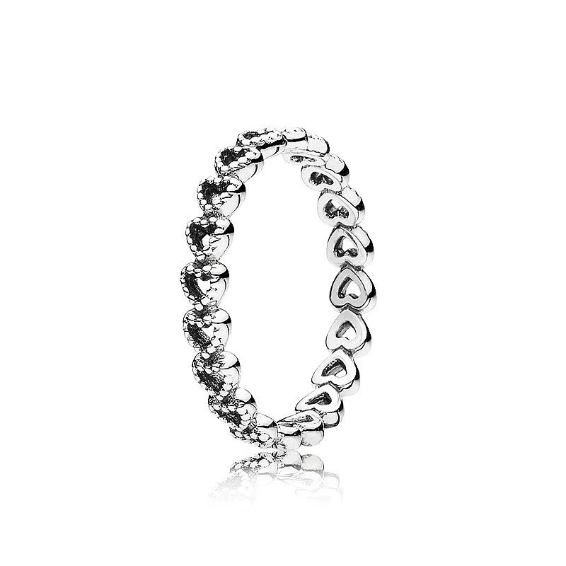 Pandora Cincin 925 Silver Bentuk Hati Dengan Kotak Untuk Wanita