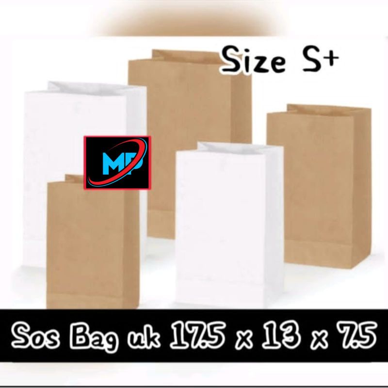 

FOOD GRADE ~ Paper Bag SOS berbahan Kraft Size S+ uk 17.5x13x7.5 cm