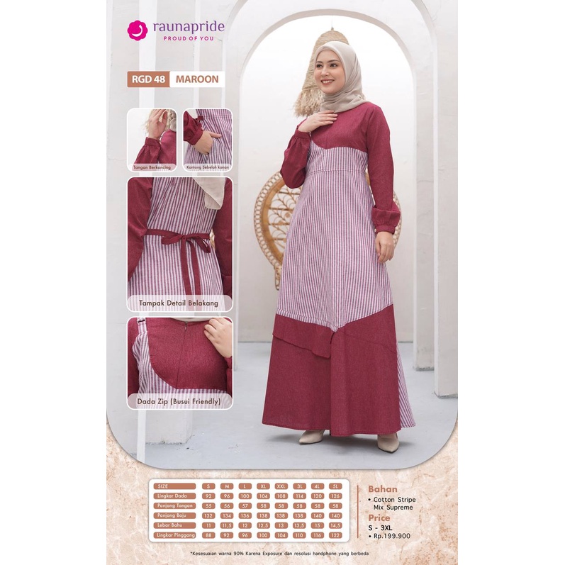 Baju  Gamis Wanita  Katun / Rauna GD -48 / Fashion Muslim