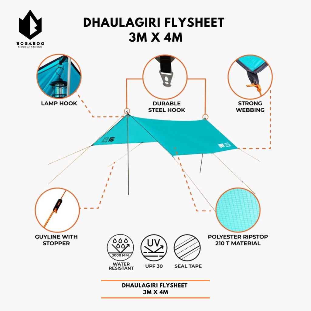 BISA COD FLYSHEET DHAULAGIRI - Dhaulagiri Flysheet 3M X 4M Ultralight -Pengaman Tenda Hiking Anti Air -Pelindung Tenda Camping