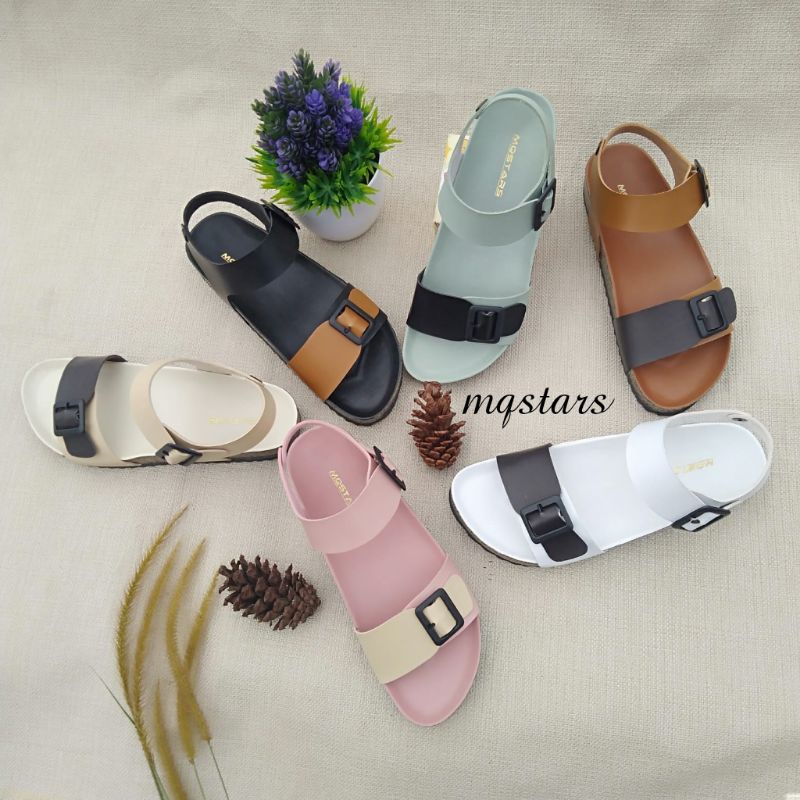 mqstars Sandal Puyuh Gesper Wanita Trendy Tali Belakang