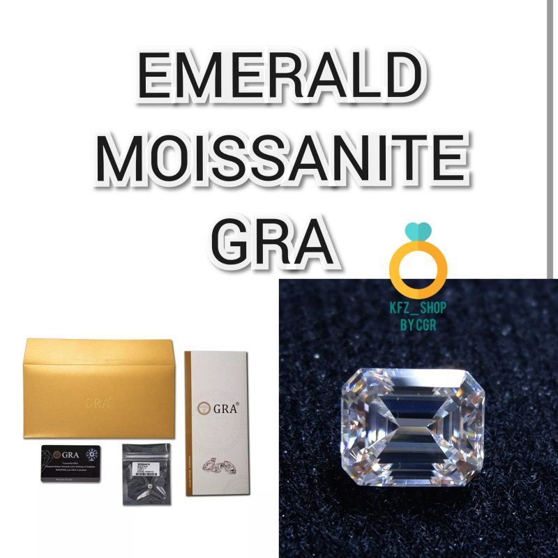 Emerald Cut Moissanite GRA Certificate Permata Diamond