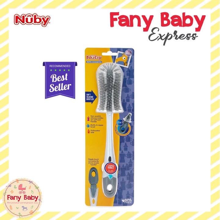 NUBY SILICONE BOTTLE &amp; NIPPLE BRUSH WITH STAND