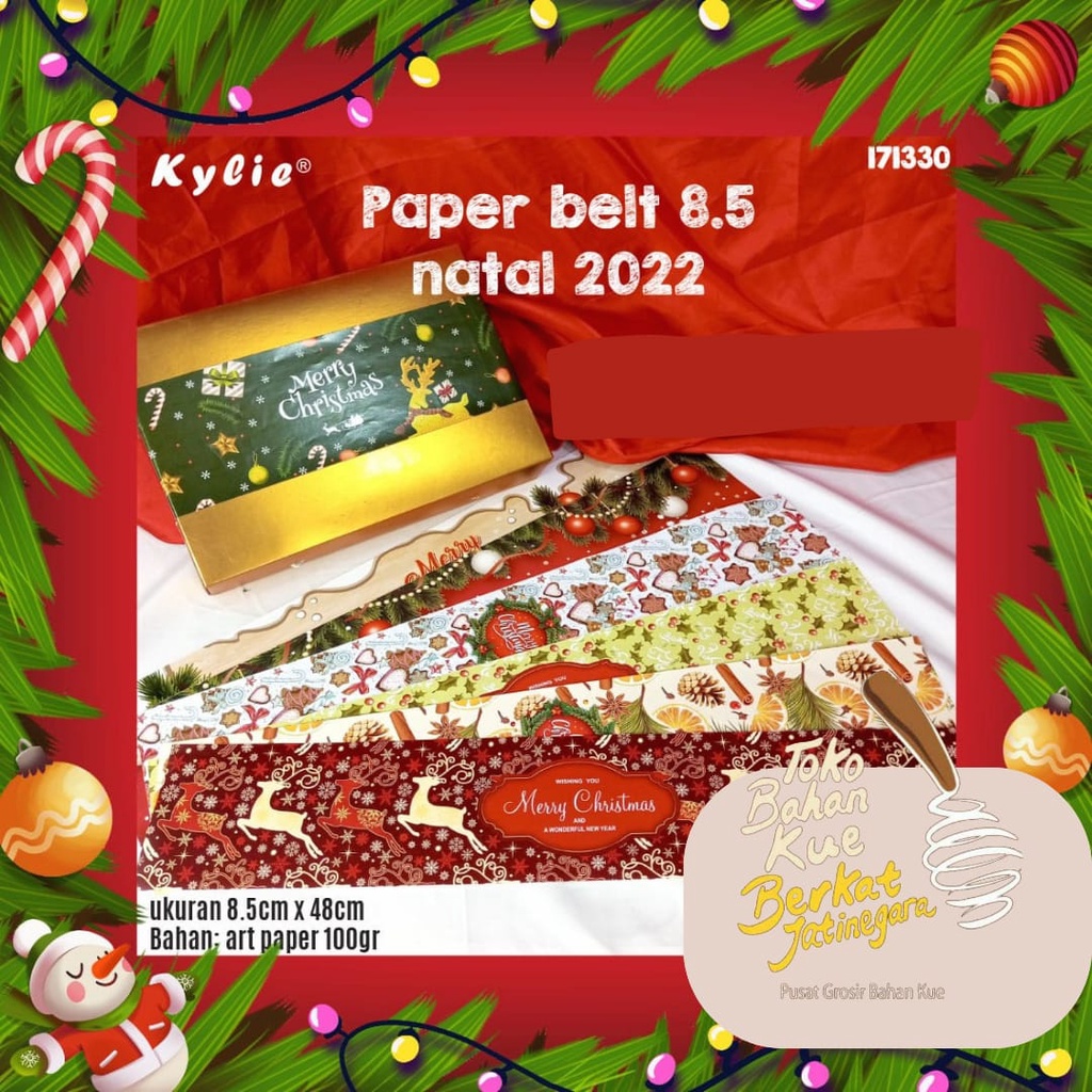 PAPER BELT MERRY CHRISTMAS UK.8,5 CM X 48 CM  ISI 25 PCS