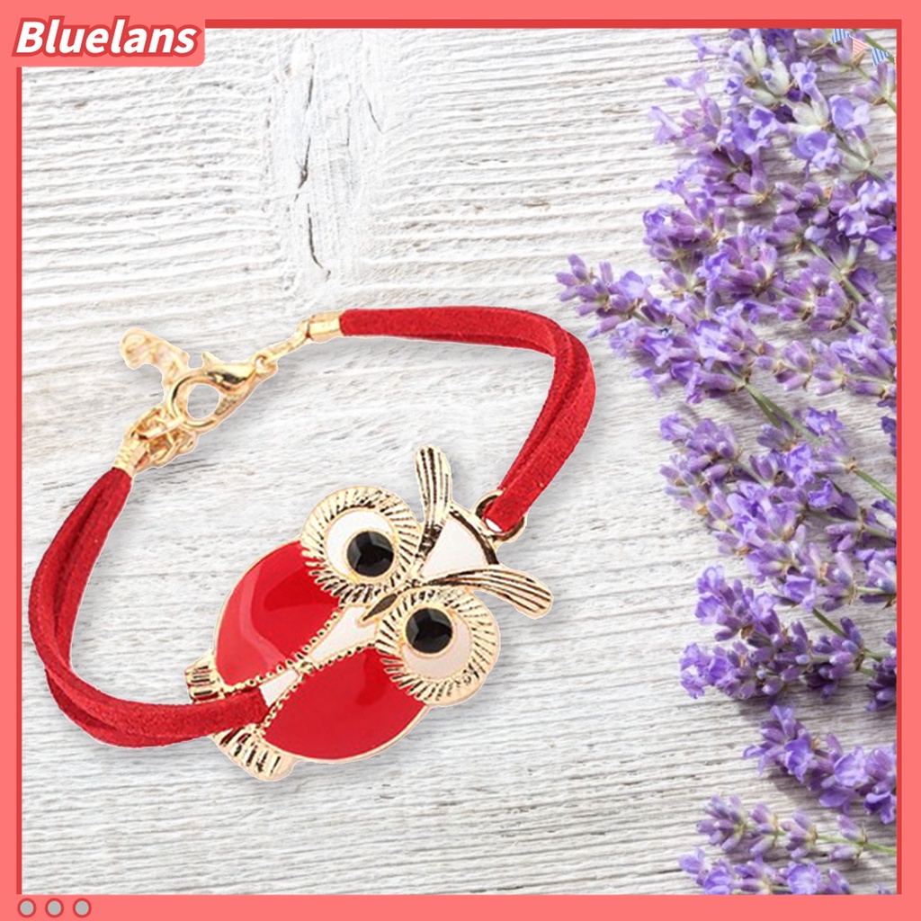 Bluelans Gelang Liontin Burung Hantu Model Lapis Ganda Bahan Alloy Gaya Retro Untuk Wanita