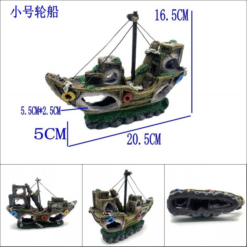 Perahu Kapal Karam Tenggelam Hiasan Aquarium Aquascape dll