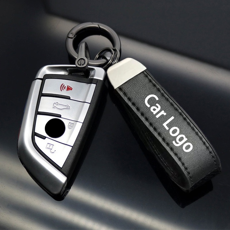 Metal Car Keychain Genuine Leather Key Chain Key Ring for Toyota Harrier XU60 XU80 2022 Car Accessories