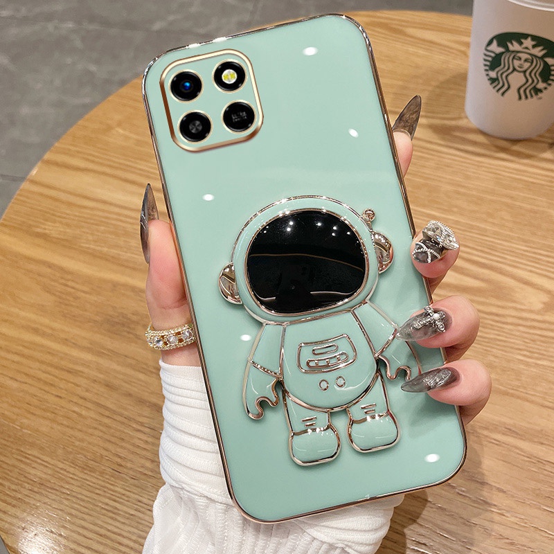 2022 Desain Baru Case Untuk infinix Smart6 HD Case Mewah 3D Stereo Stand Bracket Astronot Electroplating Halus Casing Ponsel Fashion Lucu Soft Case