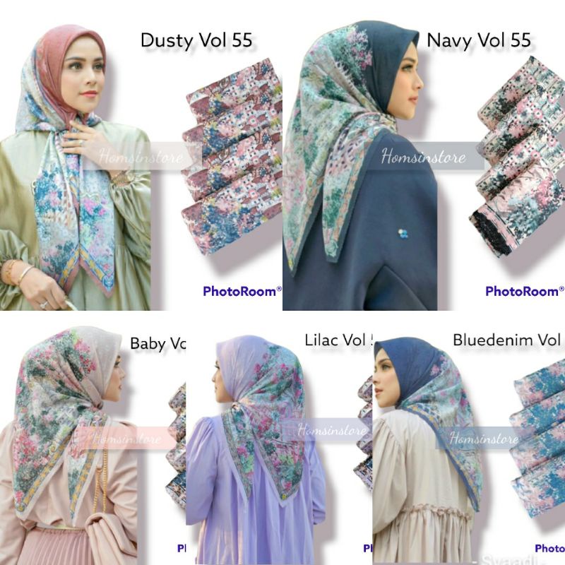 HS Hijab Segi Empat Voal Motif Buttonscarves kw | Jilbab Guccii Bahan Voal premium 110x110