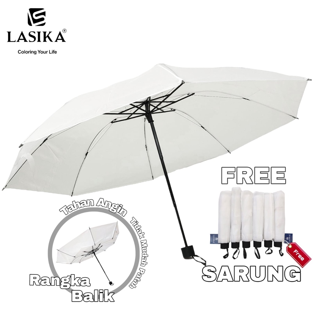 PAYUNG LIPAT PUTIH POLOS LASIKA TYPE 019