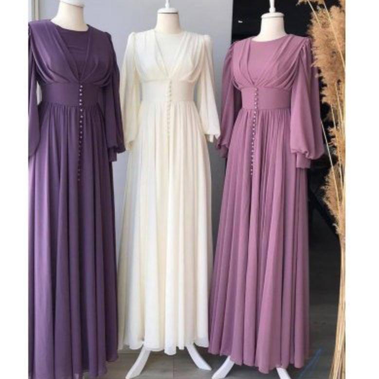 Malina maxy Malina Vol 2 dress ceruty Banyak warna cantik DRESS TURKEY MODEL TANGAN KEMBUNG/PUFF ‑ T