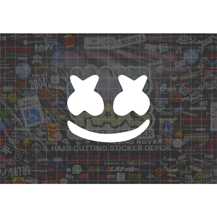 Cutting Sticker Logo Marshmello 8 Cm untuk motor mobil V1