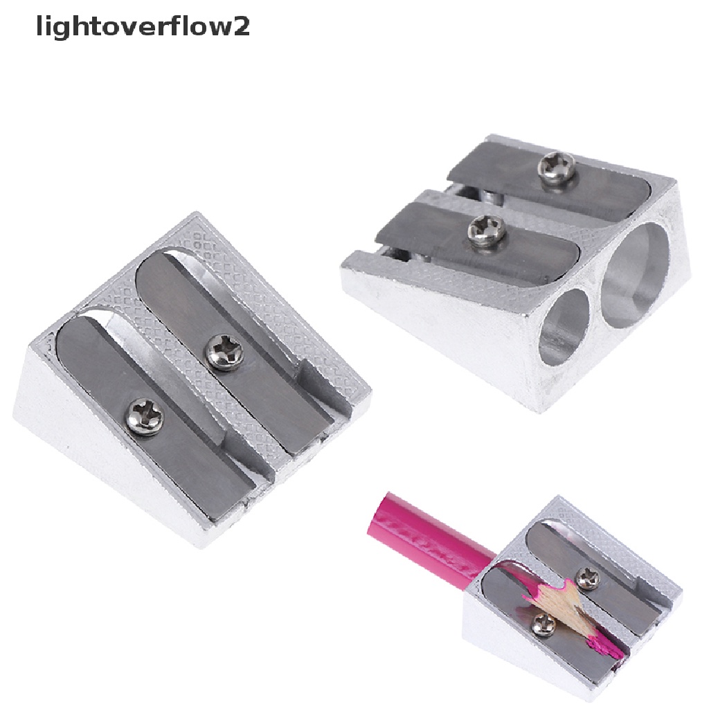 (lightoverflow2) 2pcs Rautan Pensil Lubang Ganda Bahan Aluminum Alloy