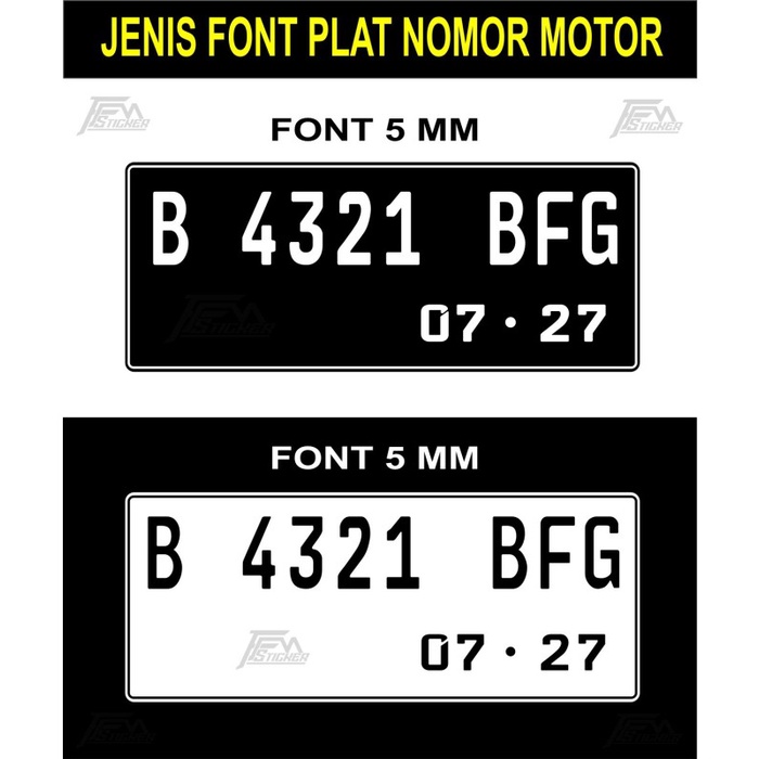 cutting sticker angka plat motor font