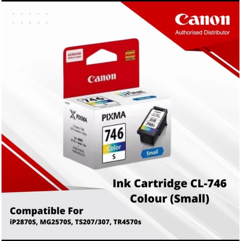 Catridge Ink Canon Pixma CL 746 S Color ( Cyan Magenta Yellow ) Tinta Printer 746s Warna Merah Kuning Biru Original For Untuk Printer IP2870S/MG2570S/MG2577S/MG3070/MG3077/TR4570S/TS207/TS307/TS3170S/TS3177S/TS3470