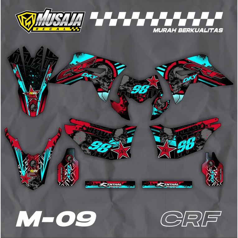 Decal stiker CRF 150L Metal Mulisha Hitam Merah Biru  - Dekal Crf full body