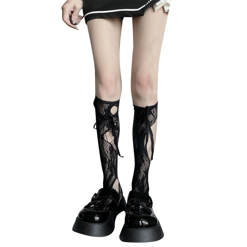 Jk Stocking Lolita Leg Warmer Hole Hollow Socks Slouch Socks Women Punk Lolita Knee Socks Gothic Lon