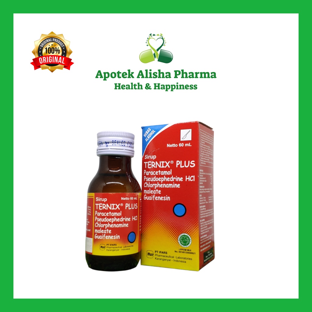 TERNIX PLUS Syrup 60ml-Ternik Plus Sirup Obat Batuk Alergi/Flu/Pilek/Panas Demam/Hidung Tersumbat/Ternix Merah Sirup