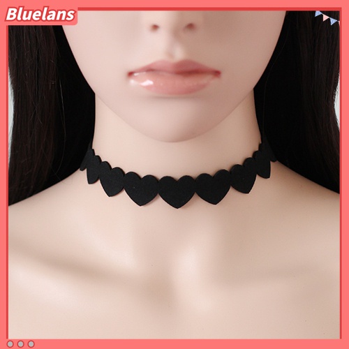 Kalung Choker Bahan Velvet Warna Hitam Bentuk Hati Untuk Wanita