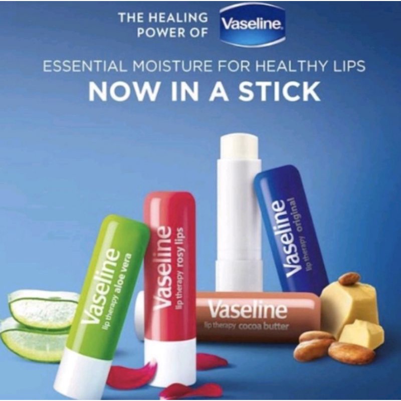 VASELINE Aloe Vera Lips Therapy Stick With Petroleum Jelly Original Strawberry 4.8gr Lip Balm Care S