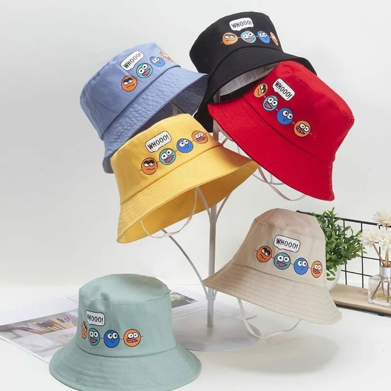 Topi Bucket Anak Laki Laki Perempuan Sablon Whoo / Bucket Hat Anak