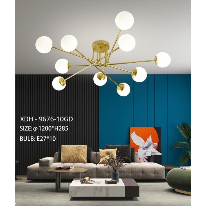 LAMPU GANTUNG MODERN MINIMALIS XDH 9676/10 KACA