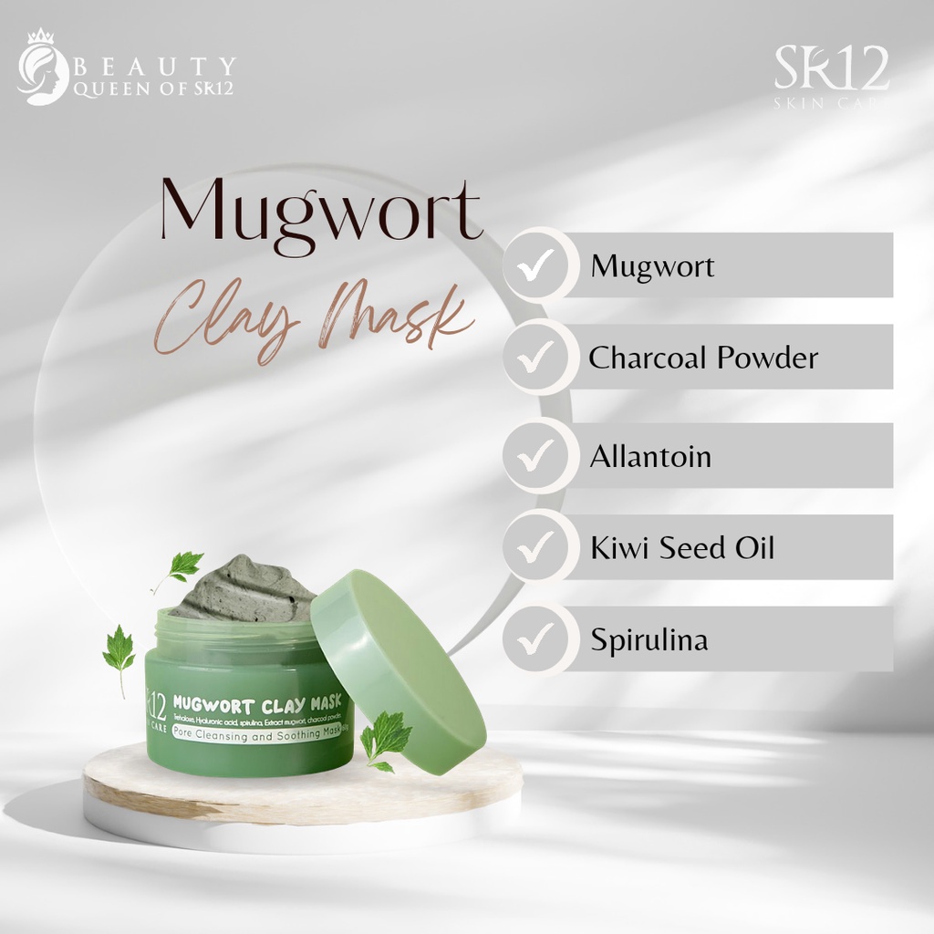 Mugwort Clay Mask SR12 Masker Mugwort Masker Wajah Organik Masker Wajah Mugwort Masker Wajah Korea Glowing dan Putih Masker Clay Mask Maskr Wajah Masker Penghilang Jerawat