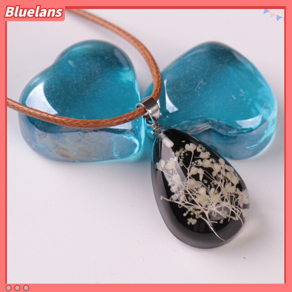 Bluelans Kalung Liontin Bunga Kering Glow in The Dark Untuk Wanita