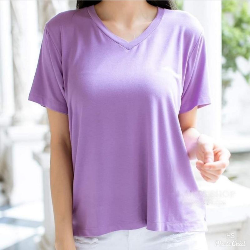 SS - SIZE BESAR (M - XL) V- Neck Kaos Wanita Halus / Kaos V Neck Murah / Kaos V Neck