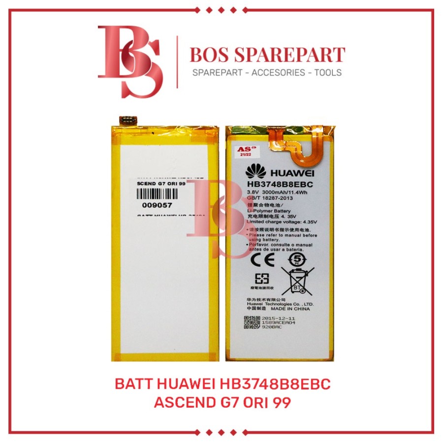 BATERAI HUAWEI HB3748B8EBC / ASCEND G7 ORI 99 / BATTERY / BATRE