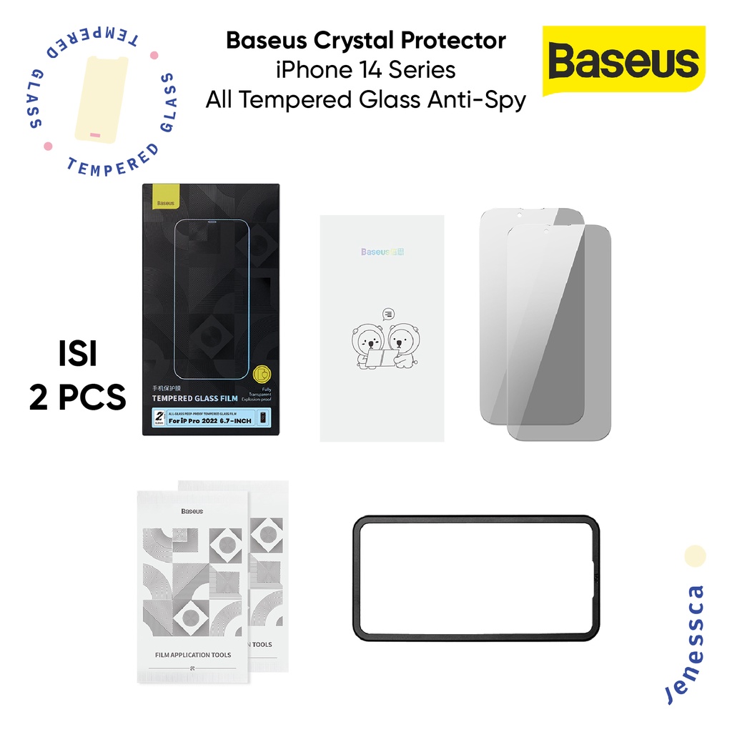 Baseus iPhone 14/Plus/14 Pro/Max Tempered Glass Crystal HD/Antispy