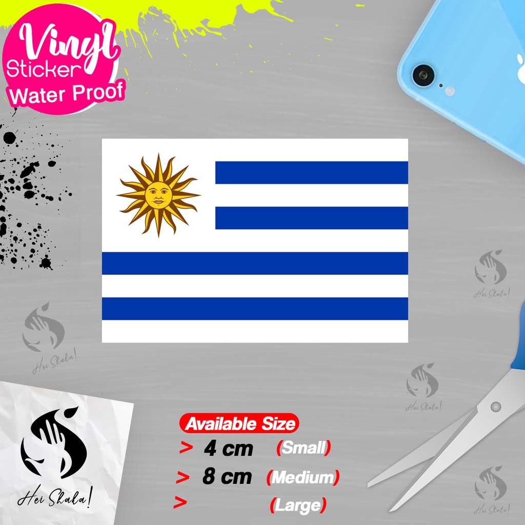 

Stiker Uruguay Sticker Vinyl Satuaan Motif Bendera Negara Dunia Bahan Anti Air