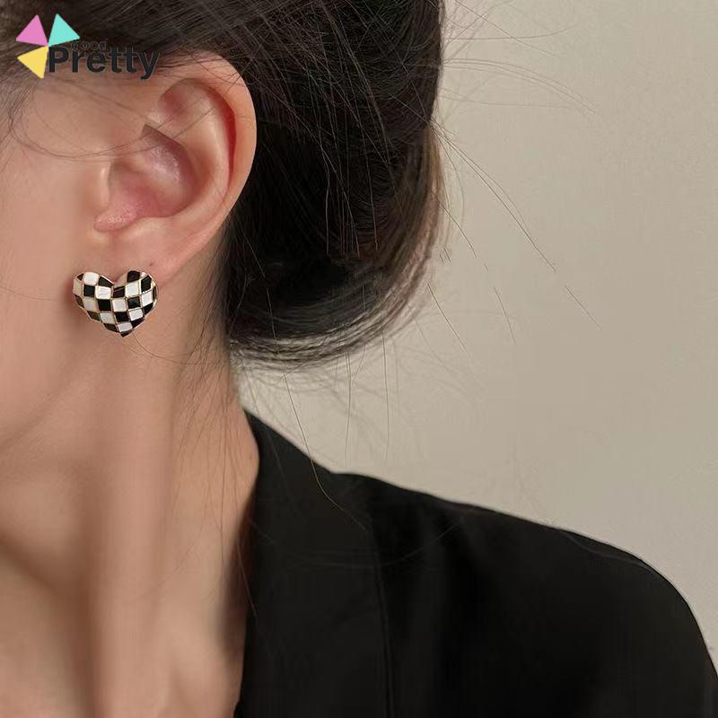 Anting Stud Bentuk Papan Catur Tiga Dimensi Untuk Wanita - PD - PD