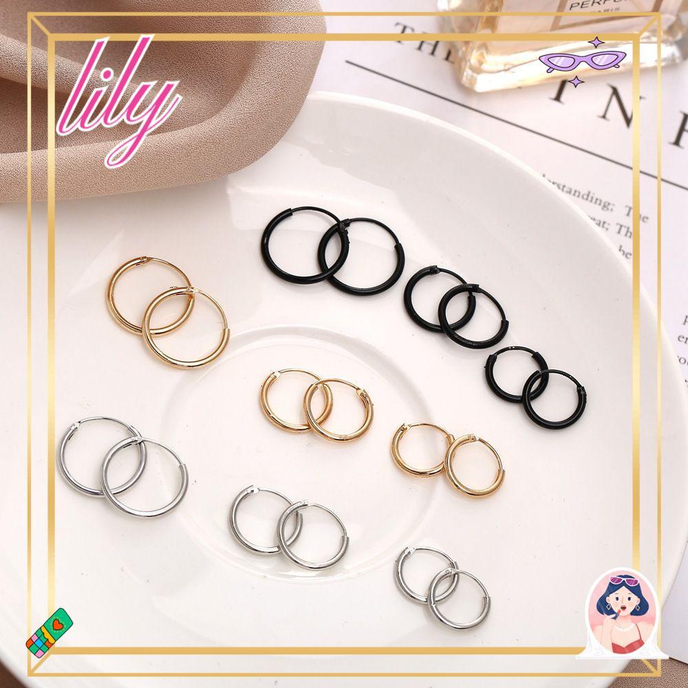 Anting Stud Tindik Tulang Rawan Bentuk Lingkaran Kecil Warna Emas Perak Gaya Punk Hip Hop Untuk Pria Dan Wanita