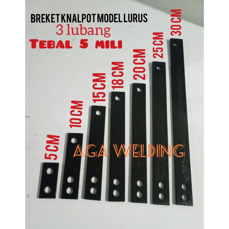 Breket knalpot/breket penahan rem tromol.model LURUS 3 Lubang