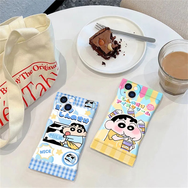 Soft Case Silikon Motif Crayon Shin Chan Untuk iPhone 14 13 12 11 Pro Max X Xr Xs Max 8 7 6 6s Plus SE 2020