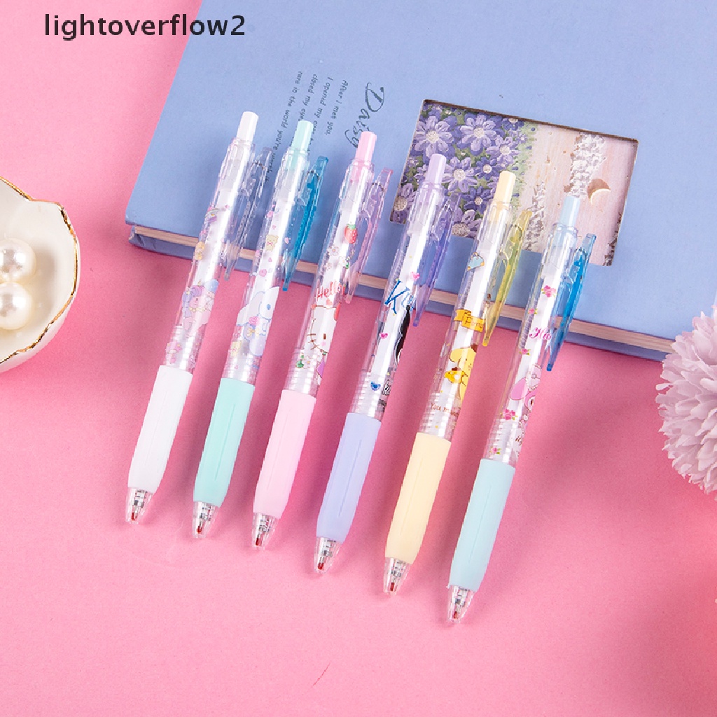 (lightoverflow2) 1 / 6Pcs Pulpen Gel 0.5MM Motif Anime Untuk Stationery Anak Perempuan / Hadiah