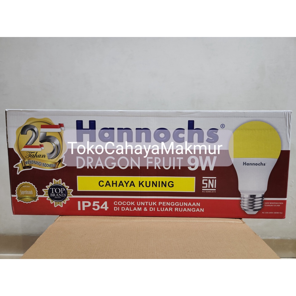 Lampu LED Dragon Fruit 9w 9watt LED Buah Naga Hannochs Cahaya Kuning 1 DUS 100Pcs