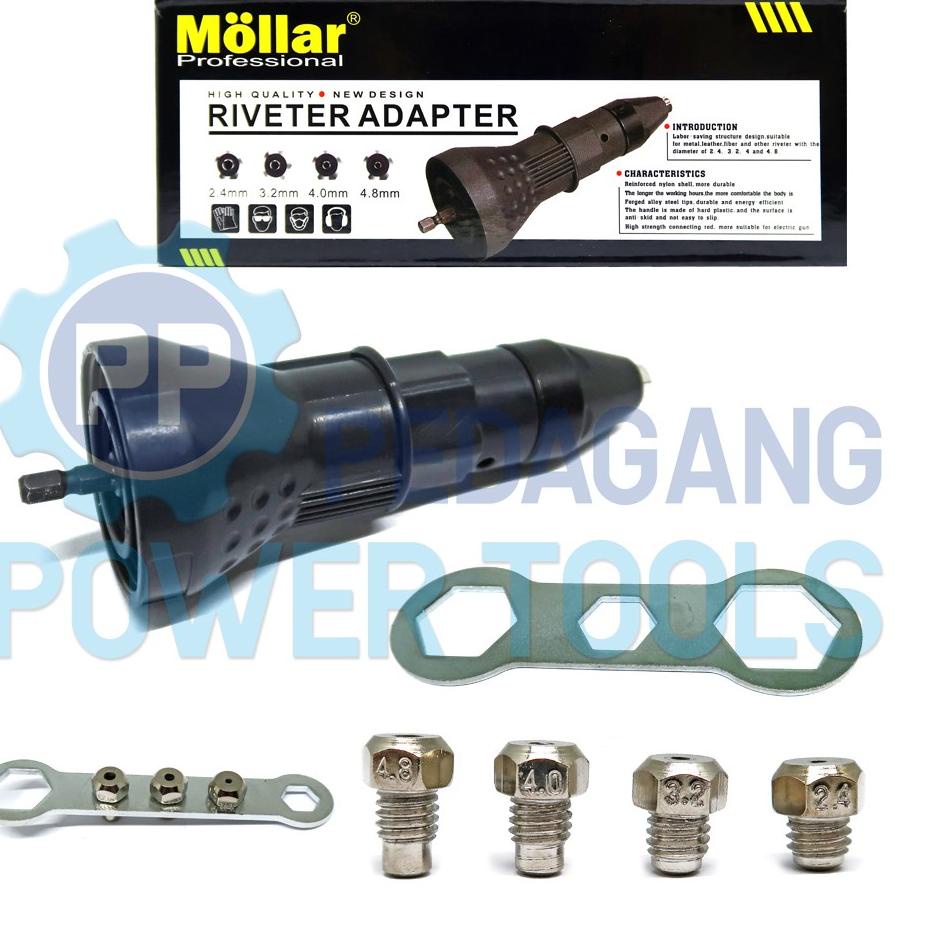 Beli cepaat--MOLLAR ADAPTOR TANG RIVET MESIN BOR LISTRIK CORDLESS PAKU RIVETER GUN