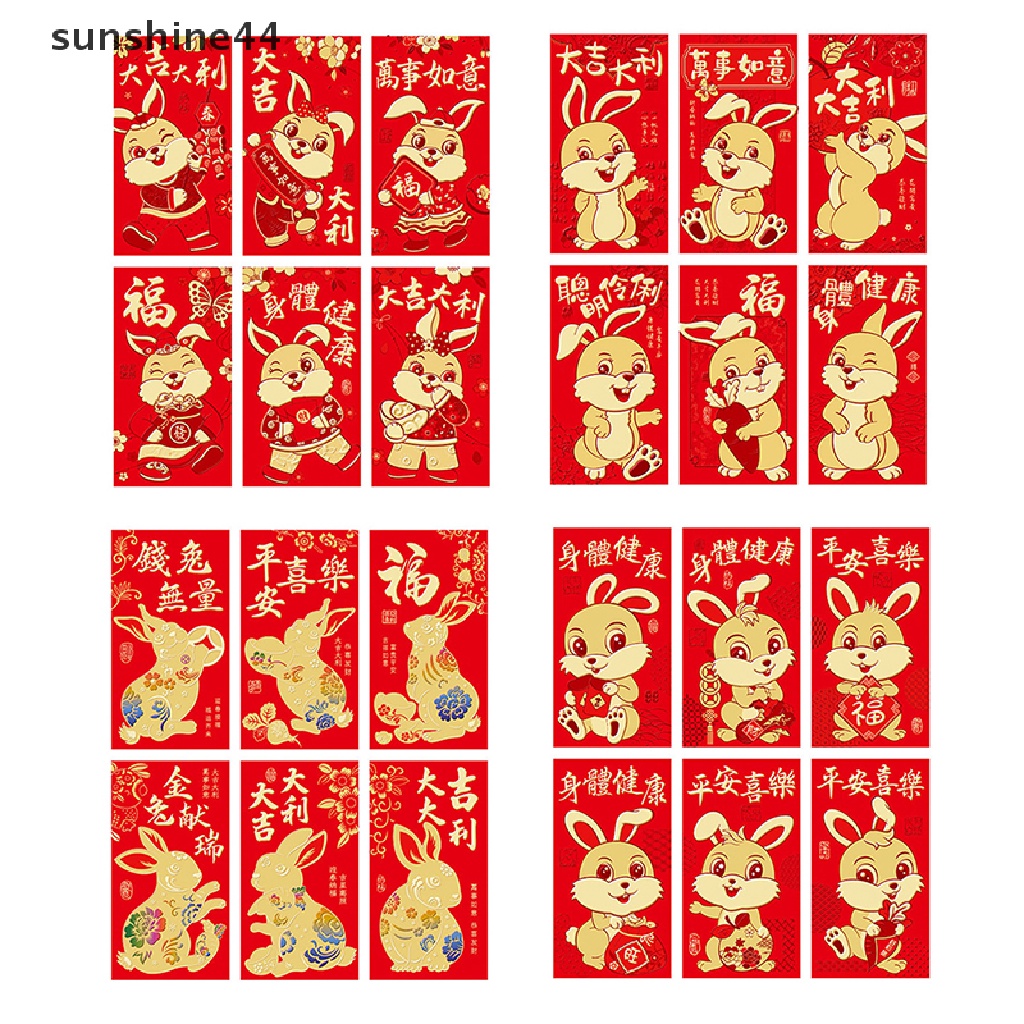 Sunshine 6pcs Amplop Angpao Merah Motif Kartun Untuk Festival Musim Semi