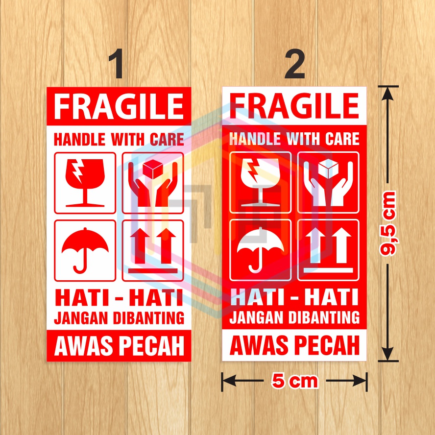 

Label Sticker Fragile Handle with Care Stiker Hati-Hati Awas Pecah 9,5 x 5 cm (1 pack isi 100 pcs)