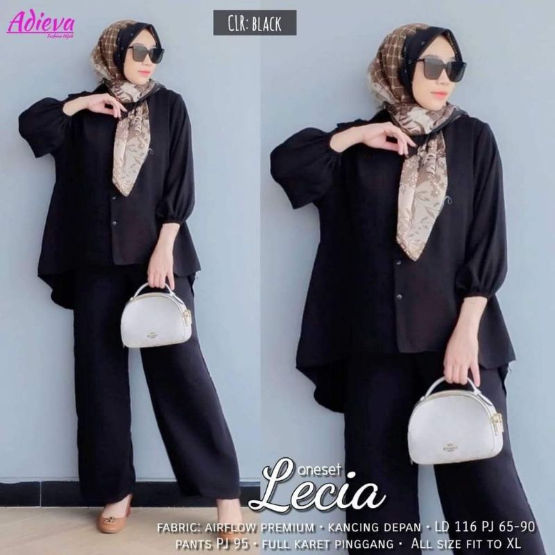 Ramdan Collection - Lecia One Set Crinkle Wanita Kekinian Model Penguin Korean Style Fashion Muslim Baju Setelan Wanita Import Jumbo