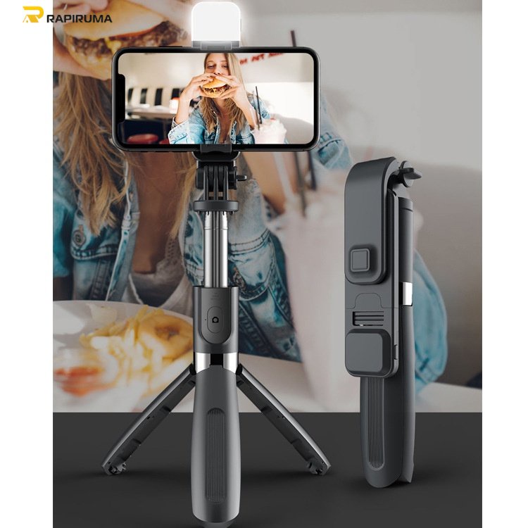 Tongsis Selfie Tripod Lampu LED Bluetooth 4 In 1 dengan remote control/ Selfie Stick Portable Flexible lampu LED/ Selfie Stick 360º-2