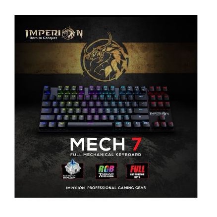 Keyboard gaming imperion wired usb mechanical 87 keys tkl rgb mech 7 mech7 mark II kg-507